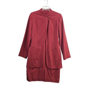 Depeche Mode Yves Cossette Dress‎ Women 6 Red Wool Vintage 80s Mock Neck Layered